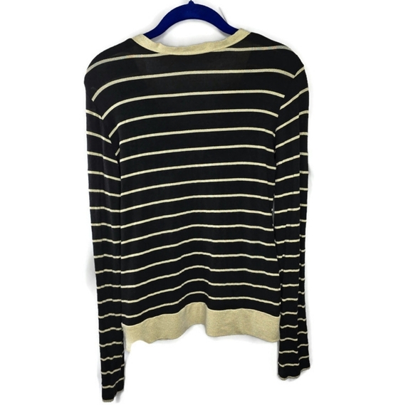 When Black and Gold Stripe Slim Fit Henley Top Made in Italy Size Large - Picture 4 of 7